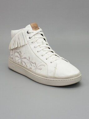 UGG Men's 12 Cali High Fringe Palms Trees White Leather Hi-top Sneakers Shoes